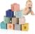 Mini Tudou Baby Blocks Soft Building Blocks Baby Toys Teethers Toy Educational Squeeze Play with Numbers Animals Shapes Textures 6 Months and Up 12PCS