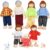 Wooden Doll House People of 7 Miniature Figures and 2 Pets, Dollhouse Dolls Family Set Accessories for Girls Toddler Kids Pretend Play and Imaginative Fun