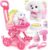 Golray Dog Toys for Kids Girls, Stroller & Electronic Interactive Stuffed Dog Plush Can Walk Bark, 10 Pcs Toddler Girl Toy Dog Puppy Pet Care Pretend Play Set, Birthday Gifts for Little Girl 3 4 5 6 7