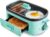 GreenLife 3-in-1 Breakfast Maker Station, Healthy Ceramic Nonstick Dual Griddles for Eggs Meat Sausage Bacon Pancakes and Breakfast Sandwiches, 2 Slice Toast Drawer, Easy-to-use Timer, Turquoise