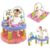 HONEY JOY Baby Bouncer Activity Center, 3-Stage Bouncing Activity Saucer & Playtime Mat & Activity Table, Toy-Bar, 3 Adjustable Heights, Foldable Exersaucer for Infants & Toddlers(Pink)