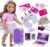 ZNTWEI American 18 Inch Doll Travel Suitcase Play Set with 18 Inch Doll Clothes and Accessories Including Sunglasses Camera Computer Phone Ipad Travel Pillow ect