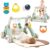 2 in 1 Baby Gym with Walker,Baby Play Mat with 4 Infant Learning Sensory,Double-Sided Multifunctional Removable Play Piano Panel,Sit-to-Stand Learning Walker for 0-24 Months Boy Girl [White]