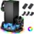 Cooling Fan Charging Stand for Xbox Series X Console and Controller – Vertical Cooler System & Charger Station with 15 RGB Light Modes, 2 Batteries and 3 Holders for Xbox Series X Accessories Storage