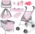 deAO Baby Doll Stroller Crib Bed Nursery Role Play Set Baby Doll with Accessories and Play Mat,Travel Cot,Bouncer,Foldable Stroller and Travel Bag Gifts for Toddlers Girls Boys