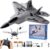 VEVOR RC Plane 2 Channel, Remote Control Airplane 2.4GHZ with 6-Axis Gyro Stabilizer&2 Batteries, F-22 Fighter Aircraft Plane Toy for Adults Kids Beginners Boys Birthday/Xmas Child Gift