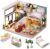 GuDoQi DIY Miniature Dollhouse Kit, Tiny House kit with Furniture and Music, Miniature House Kit 1:24 Scale, Great Crafts Gift for Birthday Christmas Day, Comfortable Life