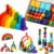 TOY Life 38 PCs Wooden Rainbow Stacking Toys, Montessori Toys for 3 4 Years Old, Stacking Toddler Blocks, Stacking Stones, Rainbow Stacker, Stacking Rocks, Wooden Blocks for Toddlers Kids