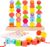 Montessori Wooden Bead Sequencing Toy Set Wood Lacing Beads Matching Shapes Colors Sorting Stacking Toy for 3-5 Year Old STEM Preschool Learning Recognition Toys Stacking Blocks