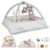 6-in-1 Baby Play Gym Activity Center, Portable Baby Activity Mat with 6 Removable Toys for Motor Skills & Sensory Development, Baby Tummy Time Play Mat for 0-18 Months, Easy Clean & Assemble (Grey)