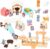 TQQFUN 43-Piece Cat Figurine Playset – Realistic Pet Care Center Role Play Toys for Kids, Toddlers, Boys and Girls