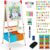 RenFox Easel for Kids, Adjustable Standing Kids Art Easel, 140+ Accessories Double Sided Magnetic Dry Erase Whiteboard & Chalkboard with Paper Roll, Perfect Painting for Kids Boys Girls Ages 3-12