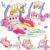 2 in 1 Baby Gym Play Mat with Walker, Kick and Play Piano Gym Activity for Boys Girls, Musical Activity Center Tummy Time Mat for 0-3-6-12-18 Months, Learning Walker Play Gym for Infant Toddler Gift