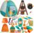 Kids Camping Set 50pcs with Tent & Space Projector Flashlight- Outdoor Campfire Toy Set for Toddlers Kids – Pretend Play Camp Gear Tools for Birthday Christmas