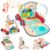 Baby Play Mat Baby Gym, 2 in 1 Baby Walker Tummy Time Baby Activity Mat with 5 Infant Sensory Baby Toys, Music and Lights Baby Floor Play Mat as Birthday for Baby and Toddler