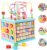 Qilay Wooden Activity Cube for Toddlers 1-3 (Large), 5 in 1 Multipurpose ABC-123 Abacus Bead Maze Shape Sorter | Early Educational Toy for Toddlers – First Birthday Present for Boys Girls