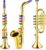 Set of 3 Saxophone for Kids Musical Instruments Toy Saxophone Toy Trumpet and Toy Clarinet with 8 Colored Coded Keys Teaching Songs for Toddlers Children (Gold)