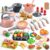 105Pcs Kids Kitchen Toy Accessories, Toddler Pretend BBQ Camping Cooking Playset, Play Pots, Pans, Utensils Cookware Toys, Play Food Set, Vegetables, Learning Gift for Girls Boys