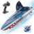 DEERC Fast Brushless RC Shark Boat for Adults, 30+MPH 3S High Speed Remote Control Boat, Self-righting 2.4Ghz Speed Boat with LED Lights, Summer Toy Gift for Kids…