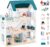 Wooden Dollhouse with Liftable Elevator – 2.6 Feet High Modern Doll House for Kids Toddlers – Including 21 Furniture Pieces, 4 Family Dolls, and 1 pet