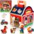 Farm Animals Toys for 1 2 3 Year Old Girls Boys, Wooden Take-Along Sorting Barn Toy with Door, Shape Sorter Wooden Blocks Baby Montessori Learning Toys, Christmas Birthday Gifts for Toddlers 1-3