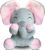 Aidiya Elephant Stuffed Animals Baby Gifts Peluches Ear Interactive Elephant Talking Singing Plush Toys for Girls Boys Gift Adjustable Volume 11.8″ Set (Pink)