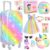 19Pcs 18 inch Girl Doll Accessories Case Luggage Travel Play Set with Doll Clothes Camera Travel Pillow Bag Dress Glasses Doll Stuff Fit 18 inch Doll Christmas Birthday Gift