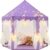 Purple Princess Tent for Girls, Kids Play Tent with LED Large Star Lights, Castle Playhouse Tent for Children Toddlers Indoor Outdoor Games, 55×53 Inches