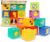 Kingtree Baby Blocks, 9PCS Soft Squeeze Building Blocks Stacking Toys for 6+ Months Babies, Baby Teething Chewing Educational Blocks Set with Numbers Animals Shapes Textures