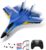 Remote Control Airplane for Kids, 2 Channels RC Planes Wireless Toy with 2 Batteries,2.4 GHZ Hobby RC Glider for Beginners（Blue）