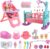 deAO 12” Baby Doll Play Set with Crib, Mobile, High Chair Feeding Accessories, Interactive Dolls for Girls Kids Pretend Play Baby Dolls 21 PCS