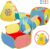 5Pcs Kids Play Tent and Play Tunnel,Ball Pit for Toddler Baby,Foldable Pop Up Tents with Carry Bag,Indoor Outdoor Playhouse with Crawling Toys,Boys and Girls Best Birthday Gifts