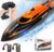 RC Boat with 2 Rechargeable Battery, 20+ MPH Fast Remote Control Boat for Pools and Lakes, 2.4G RC Boats Pool Toys for Adults and Kid (812-Orange)