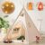 Tiny Land Kids-Teepee-Tent with Lights & Campfire Toy & Carry Case, Natural Cotton Canvas Toddler Tent – Washable Foldable Teepee Tent for Kids Indoor Tent, Outdoor Play Tent for Girls & Boys