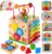 HELLOWOOD Wooden Activity Cube, 8-in-1 Montessori Toys for 1+ Year Old Boys & Girls, Educational Learning Toys for Toddlers Age 1-2, 1st Birthday Gift | Bonus Sorting & Stacking Board