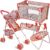 Baby Doll Accessories Set – 3-1 Baby Doll Furniture Set with Baby Doll Stroller, Baby Doll Crib, Baby Doll Swing – Baby Doll Bed Set for 18” Doll – Play Baby Doll Toys for 18″ Dolls – Floral