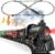 Hot Bee Train Set, Remote Control Train Toys with Luxury Track & Glowing Passenger Carriages, Metal Christmas Tree Train with Smoke, Light and Sound, Toy Train Set for 3 4 5 6 7+ Years Old Boys Gifts