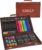 Let’s Make Memories Personalized 80-Piece Deluxe Art Set – for Kids – Wood Carrying Case – Oil Crayons, Colored Pencils, Watercolors – Arts & Crafts – Customize w/Name – Block Font