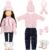 Bencailor Christmas 18 Inch Doll Clothes and Accessories Winter Doll Outfits Set Sweaters Trousers Hats Shoes for 18 Inch Doll Girls Gifts (Pink)