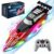 RC Boat with Dazzling LED Lights & US Flag,2.4Ghz Remote Control Racing Boats for Kids 8-12,Toy Water Boat for Pools and Lakes with Waterproof,Rechargeable Battery, for Boys Girls RED