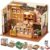 Rolife DIY Miniature Doll House Kit, Build Becka’s Bakery Diorama House Building Set with LED Room Hobby Craft for Aduls Uniue Gifts for Teens