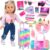 K.T. Fancy 23 PCS American 18 Inch Doll Accessories Suitcase Luggage Travel Set – Rainbow Suitcase Rainbow Bag Camera Computer Cell Phone Neck Pillow Eye Mask Glasses Gift for Christmas (NO Doll)