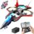 Brushless RC Plane with Camera | 2.4GHZ Remote Control Airplane, 6-axis Gyro Drones for Kids, RC Helicopter, 360°Flip Jet Fighter for Beginners with LED Navigation Lights