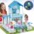 TOY Life Dollhouse – Doll House 4-5 Year Old with Lights – Toddler Girls Doll House 3-5 Year Old 20″ x 19″ x 11″ with 2 Dolls 3 Princess Doll Dream House Rooms, Furniture & Dollhouse Accessories