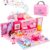 deAO Doll Houses Portable Backpack for Girls with Doll Toy House with Light and Music Baby Dollhouse Furniture for 3 to 8 Years Olds Toddler Kids