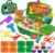 Dinosaur Color Dough Set Tools Dino World 26 PCS Playsets Toy Clay Accessaries Dough and Moulds in a Portable Case with Wheels for Kids Toddlers Children