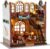 Quanquer Miniature House Kit: Magic Book Store Book Nook with Furniture and LED Light – DIY Kits for Adults – Wooden Doll House – Great Handmade Craft Model Kits – Tiny House Decor Ideal Gifts