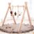 Razee Wooden Baby Play Gym Play Mat, Baby Gym with 6 Hanging Sensory Toys Foldable Baby Gym for Newborn Shower Gift