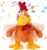 Cuteoy 13″ Squawking Chicken Musical Stuffed Animal Plushies Walking Singing Waving Rooster Electronic Interactive Plush Toy for Kids Boys Girls Easter