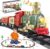 JUQU Train Set-Electric Train Sets for Boys Toddlers Classical Train Toys,Battery-Powered Locomotive Engine with Sound and Lights, 3 Cars &10 Tracks, Christmas Toy Train for Age 3 4 5 6 Years Old Kids